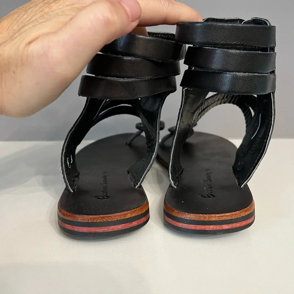 Eastern Serenity Appian Black Leather Sandals-6 - Picture 5 of 7